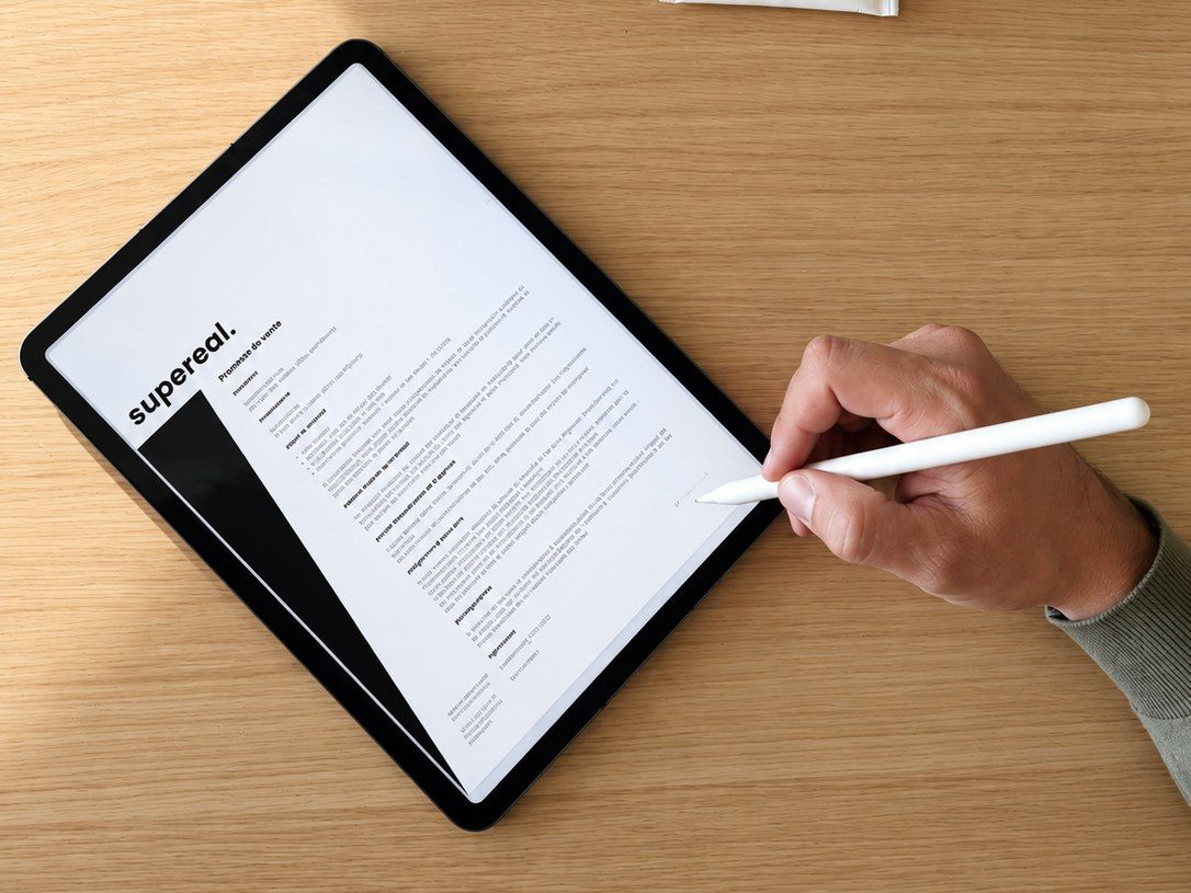 A Supereal sales agreement signed digitally on a tablet